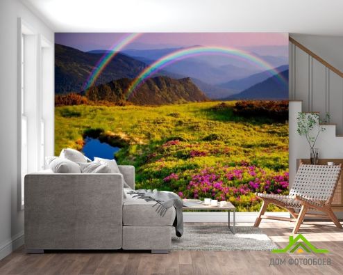 выбрать Фотообои Цветное поле, радуга Фотообои Фотообои Природа - Лето, фото на стену