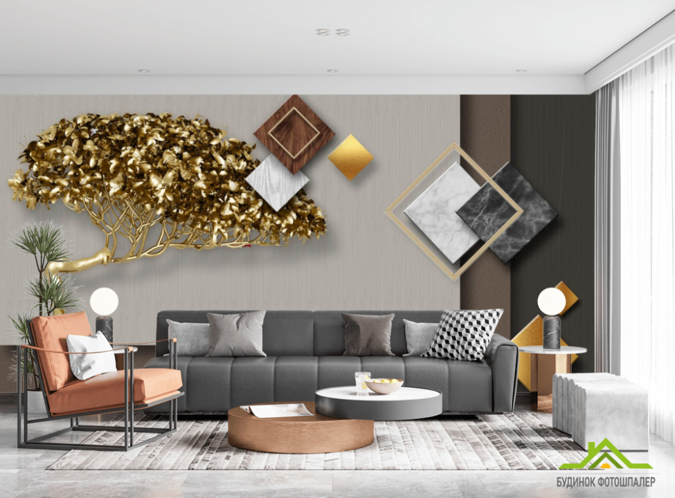 выбрать Фотошпалери Дерево і трикутники Каталог фотошпалер на стіну