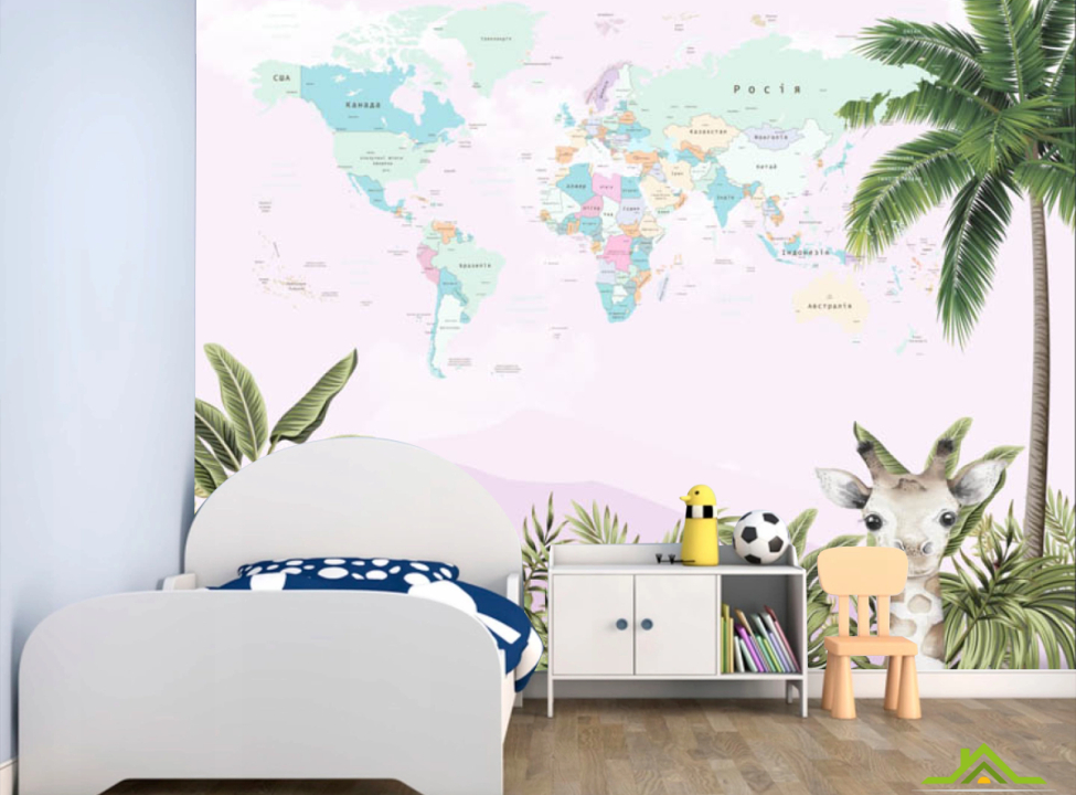 выбрать Фотообои Карта с животными Фотообои Little kids на стену