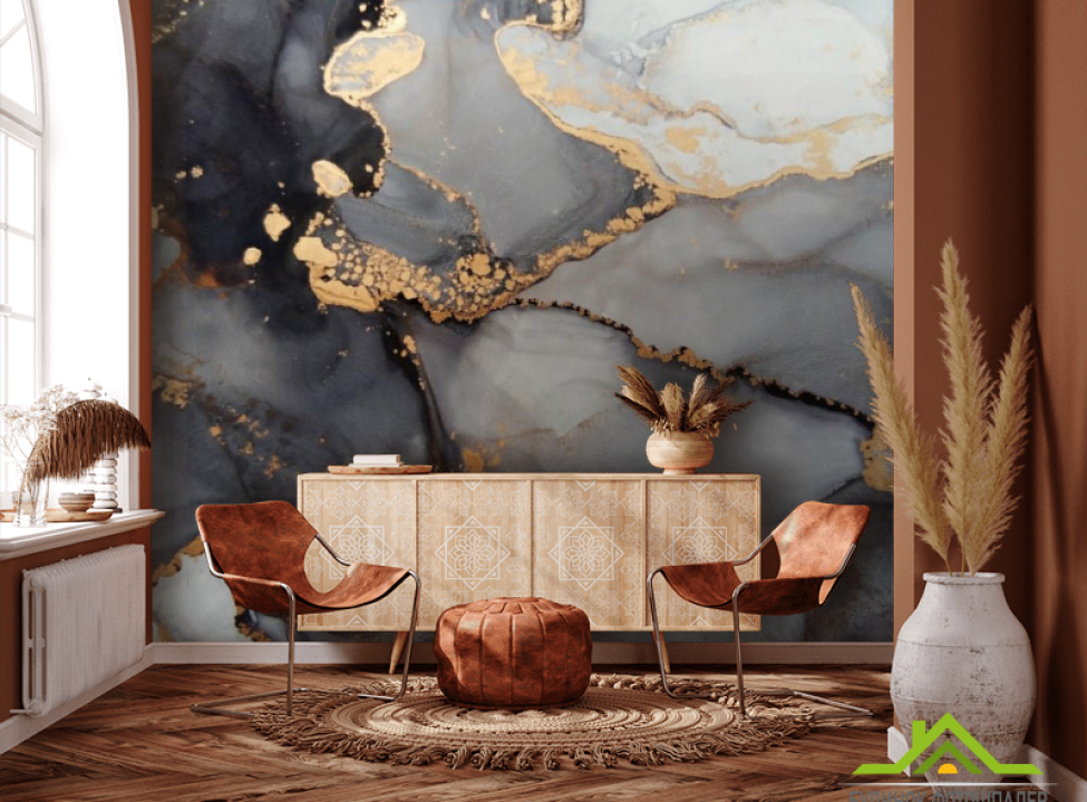 выбрать Фотошпалери Флюїд чб з золотом Каталог фотошпалер на стіну