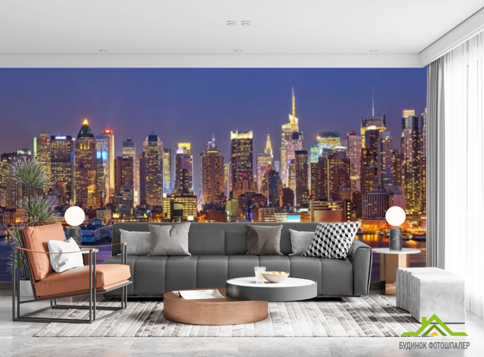 выбрать Фотообои фиолетовый вечерний город Каталог фотообоев на стену