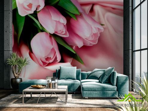 выбрать Фотошпалери Рожеві тюльпани  на стіну