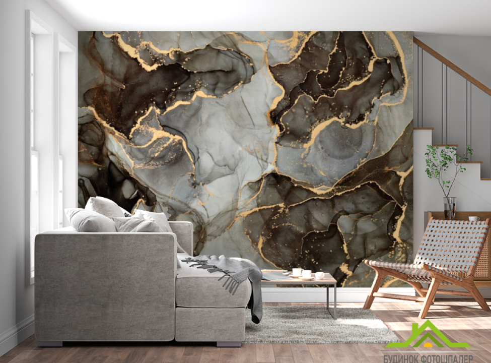 выбрать Фотошпалери Коричневий флюїд з золотом Каталог фотошпалер на стіну