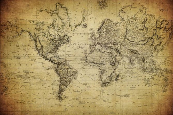 Фотообои Старинная карта мира