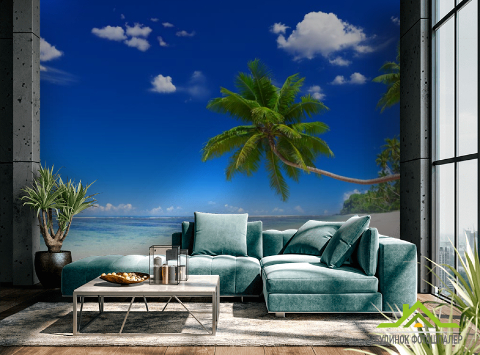 выбрать Фотошпалери Пальми, море і пісок білий Каталог фотошпалер на стіну