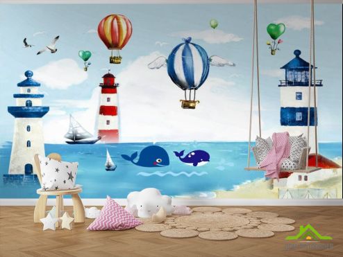 выбрать Фотообои Маяк и воздушные шары Фотообои в детскую на стену