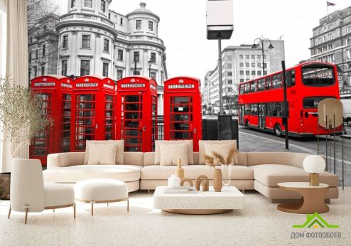 выбрать Фотообои Городской автобус, Лондон Фотообои Фотообои Города: фото, красный  на стену