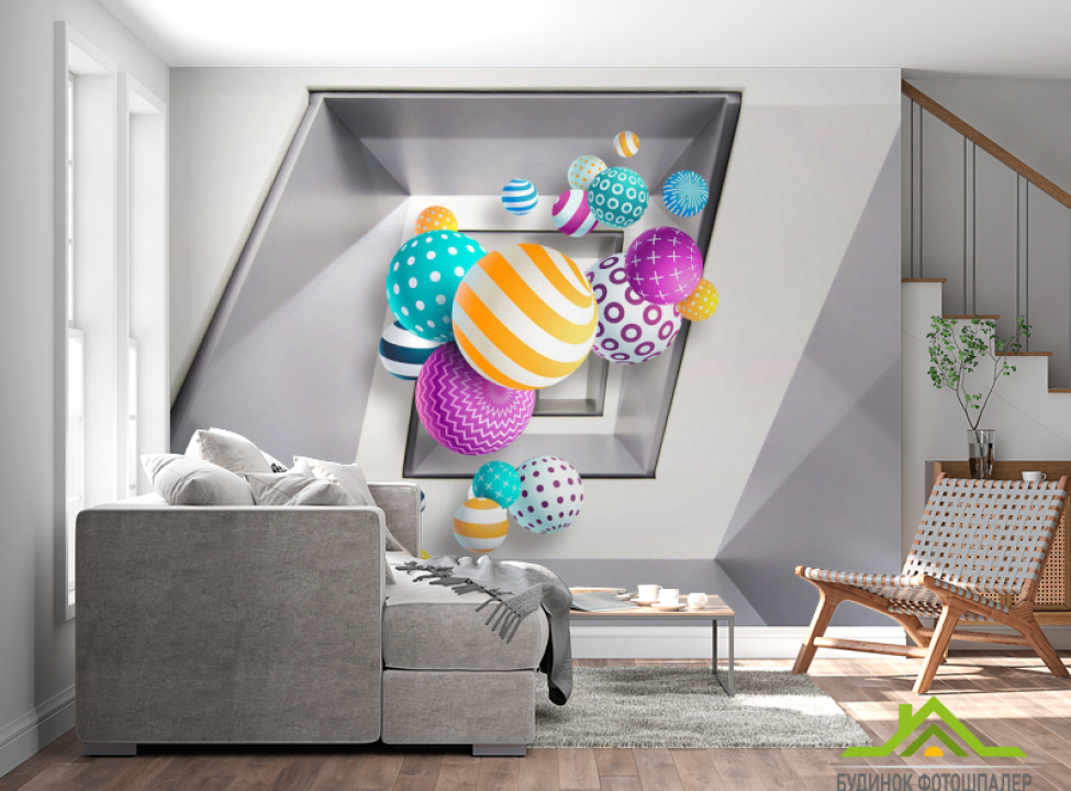 выбрать Фотошпалери Різнокольорові кулі 3д Каталог фотошпалер на стіну