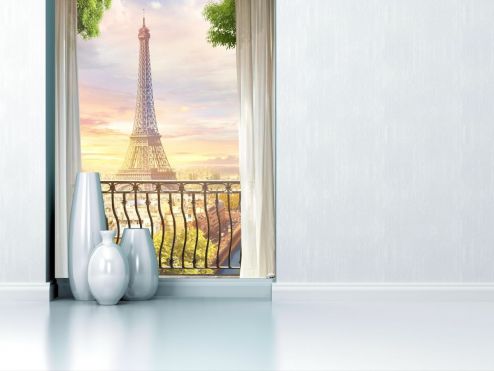выбрать Фотошпалери вид на Ейфелеву вежу з балкона Фотошпалери Париж на стіну