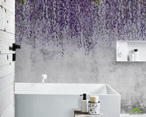 выбрать Фотообои Глициния на фоне бетонной стены Фотообои в ванную на стену