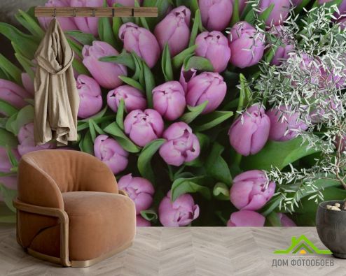 выбрать Фотообои Букет фиолетовых тюльпанов Фотообои Цветы на стену