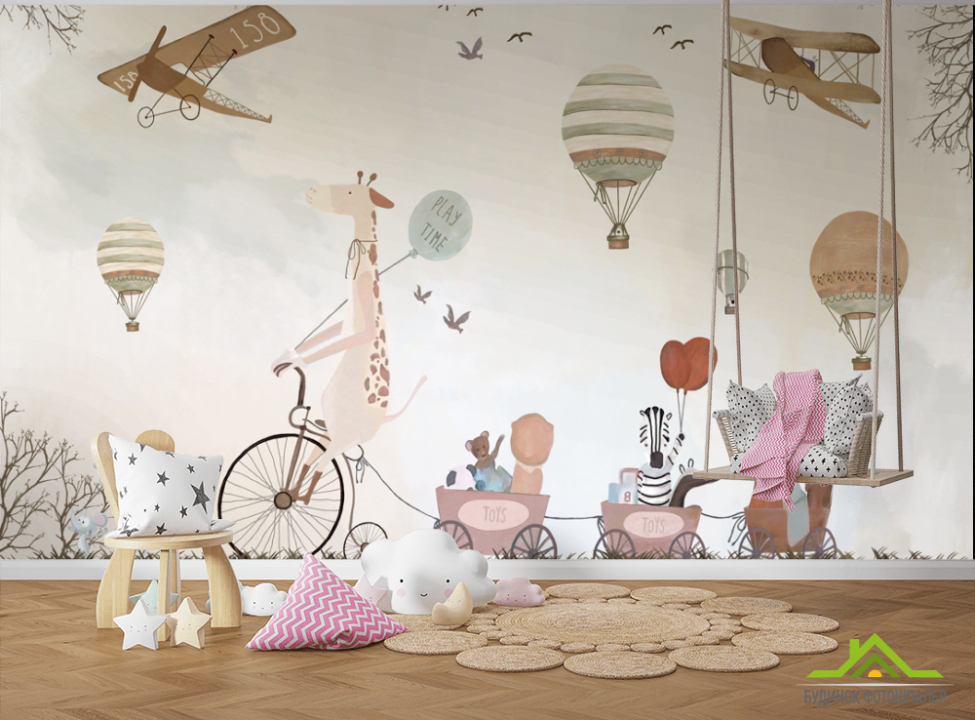 выбрать Фотообои Жиравы на велосипеде Фотообои Little kids на стену