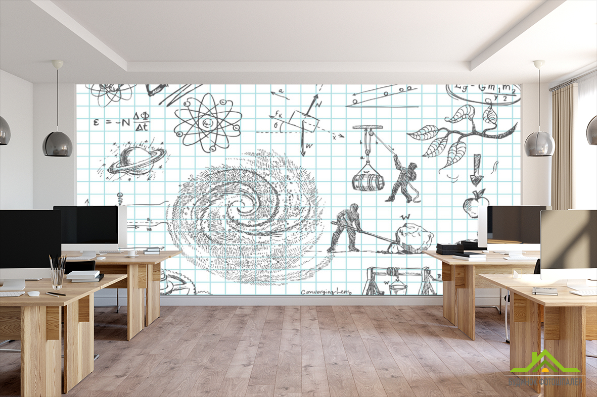 Фотообои Иммитация школьной тетради