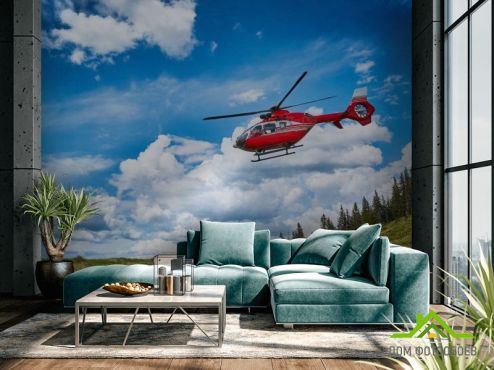 выбрать Фотообои красный вертолет Фотообои Фотообои Природа: горизонталная, горизонтальная ориентация на стену