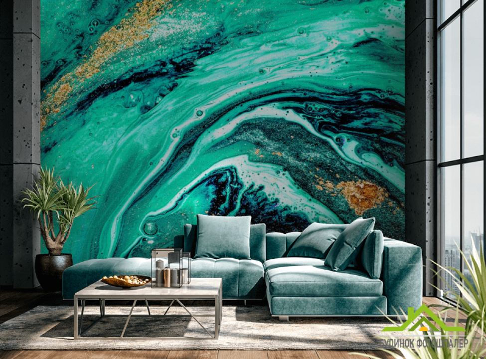 выбрать Фотошпалери Fluid art зелений Каталог фотошпалер на стіну