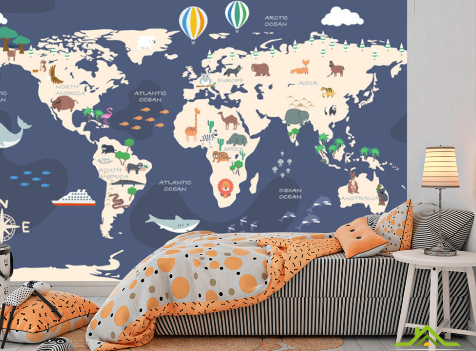 выбрать Фотообои Голубая карта детская Каталог фотообоев на стену