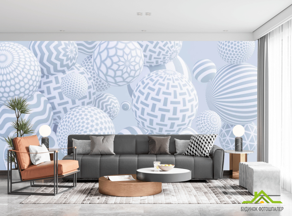 выбрать Фотообои Серые шары 3д Каталог фотообоев на стену