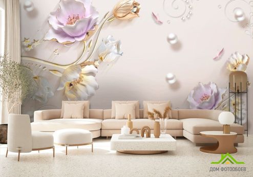 выбрать Фотообои Керамические цветы Фотообои 3D фотообои: горизонталная, горизонтальная ориентация на стену