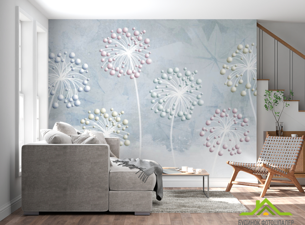 выбрать 3д фотообои 3д одуванчики Фотообои 3Д на стену