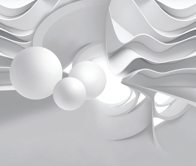 Фотошпалери Сірі сфери в тунелі