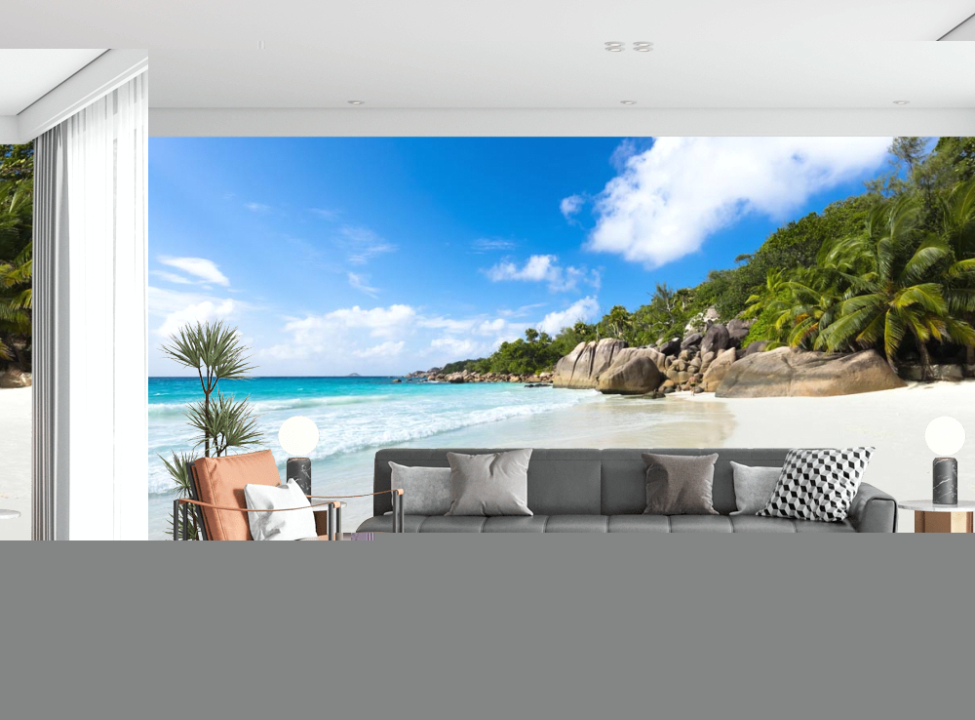 выбрать Фотошпалери пагорб з пальмами на березі Каталог фотошпалер на стіну