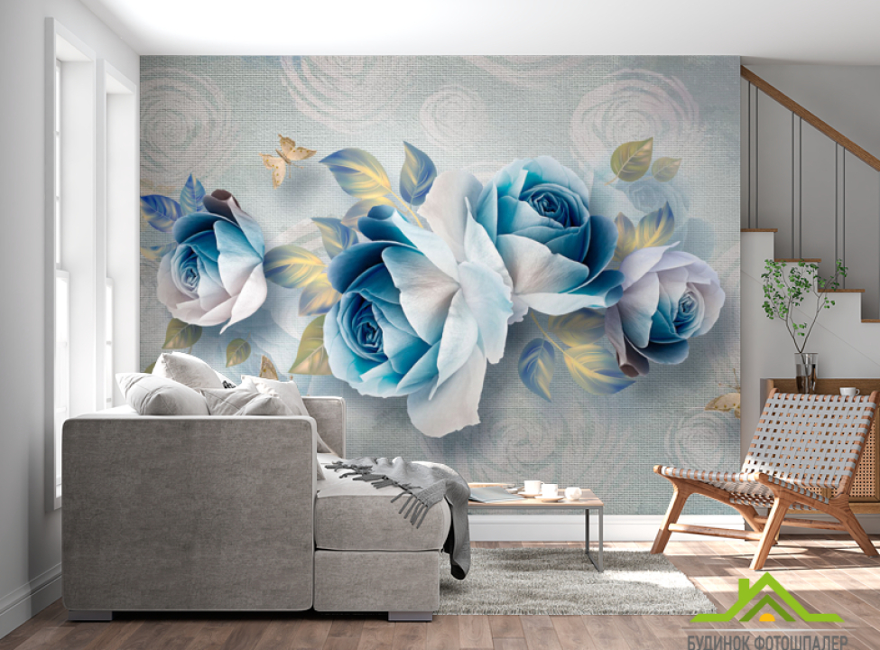 выбрать Фотообои Синие цветы Фотообои 3Д на стену