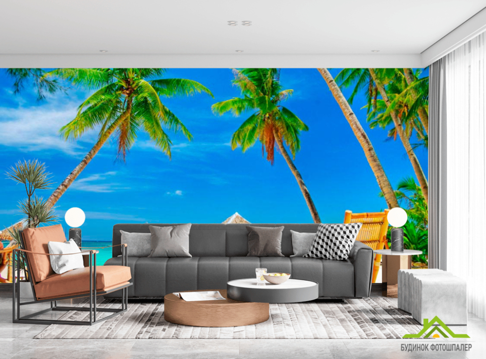 выбрать Фотообои Шезлонг, пальмы, пляж Фотообои Море на стену