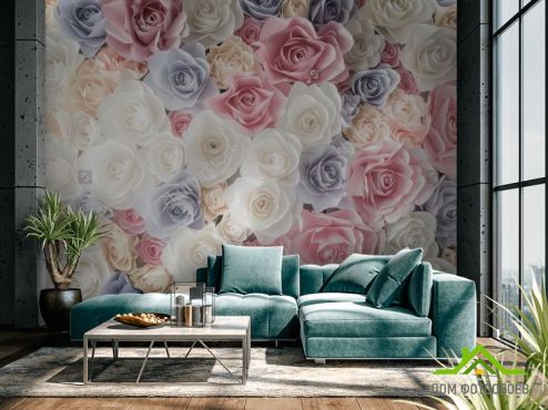 выбрать Фотообои 3D бумажные розы Фотообои цветы 3d на стену