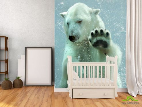 выбрать Фотообои белый медведь под водой Фотообои Животные на стену