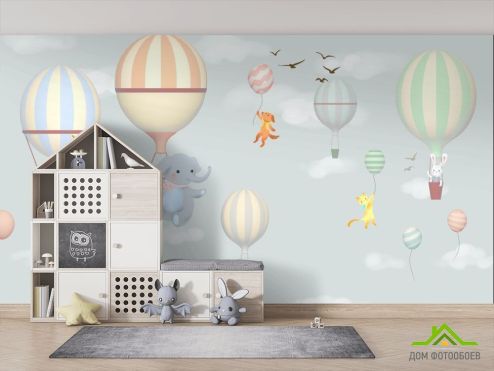 выбрать Фотошпалери тваринки на кульках у небі Фотошпалери Little kids на стіну