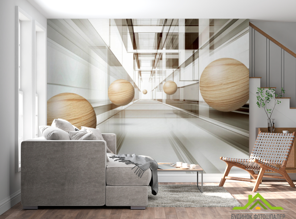 выбрать Фотошпалери Дерев'яні сфери 3д Каталог фотошпалер на стіну