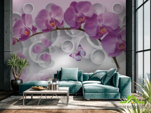 выбрать Фотообои сиреневая орхидея и белые круги Фотообои Орхидеи на стену