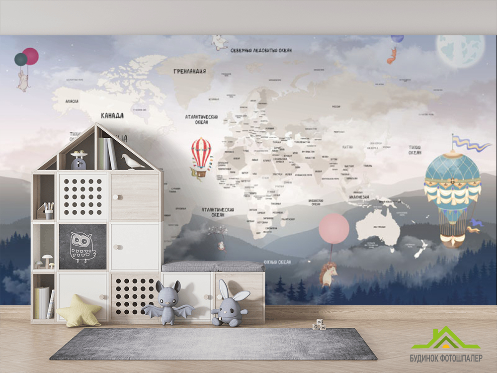 Фотошпалери карта Дитяча на тлі Скандинавських гір українською