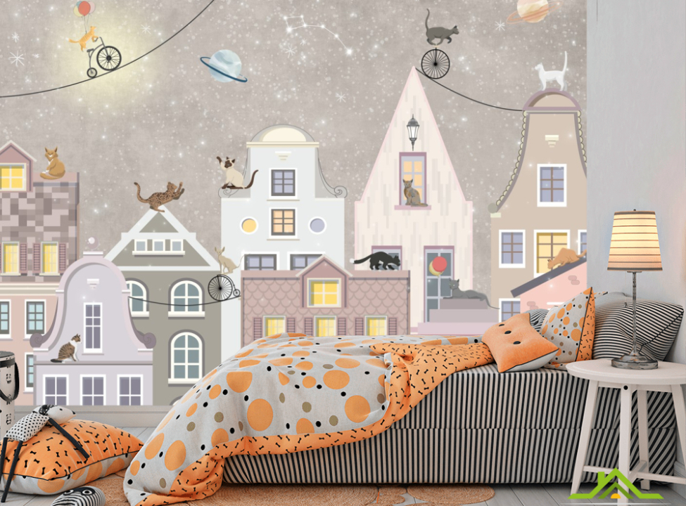 выбрать Фотообои Домики с котиками Каталог фотообоев на стену