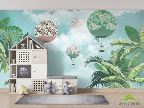 выбрать Фотообои Пальмы и воздушные шары Колекція для дитячої кімнати на стіну