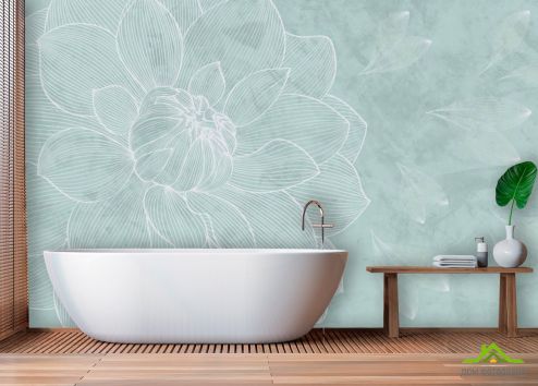 выбрать Фотообои Голубой векторный цветок Фотообои в ванную на стену