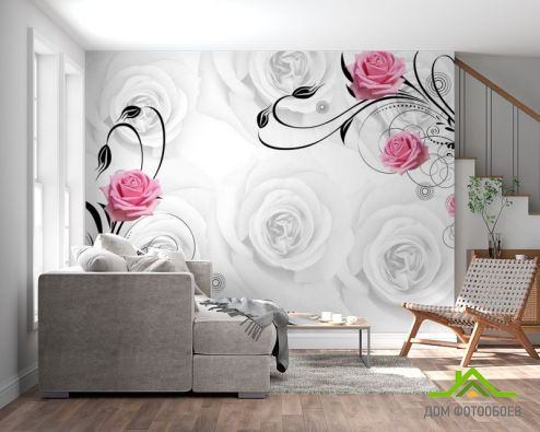 выбрать Фотообои Розы на атласе Фотообои цветы 3d на стену
