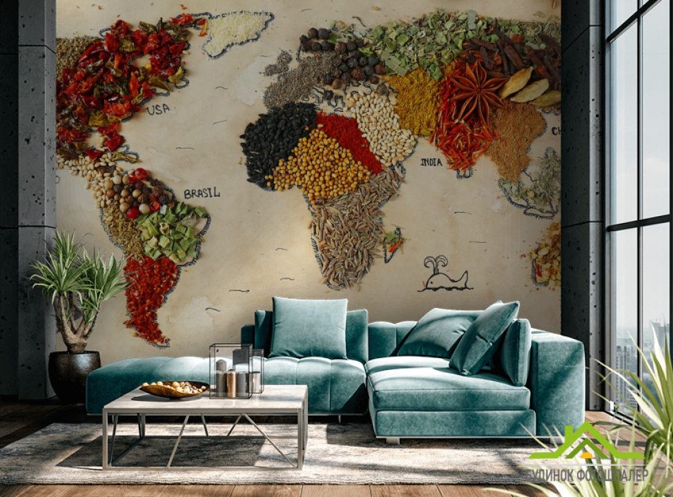 выбрать Фотообои Карта из специй Каталог фотообоев на стену