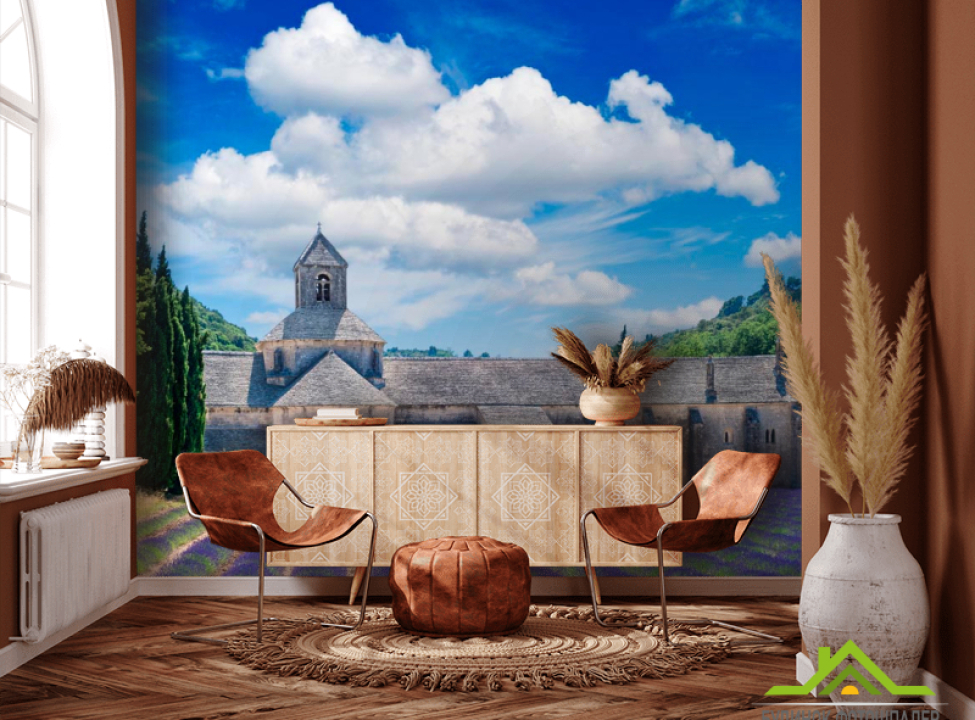 выбрать Фотошпалери Будинок, квіти, хмари Каталог фотошпалер на стіну