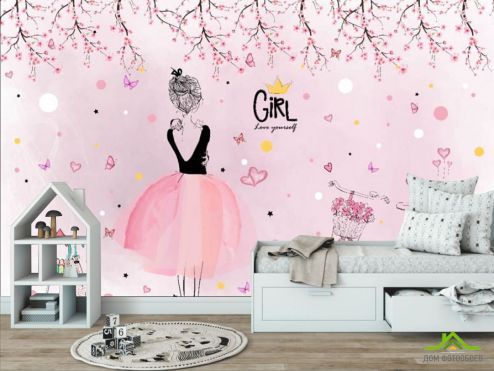 выбрать Фотообои Фея розовая для девочек  на стену