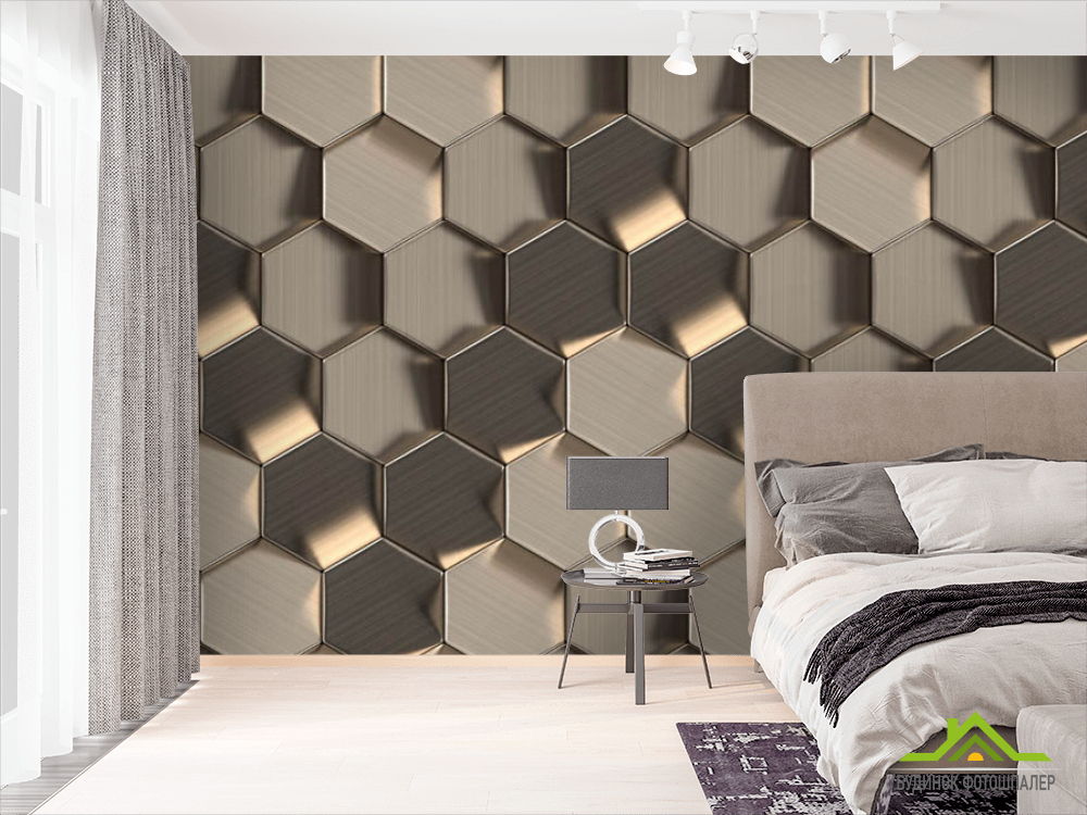 Фотообои шестигранники 3d панелей