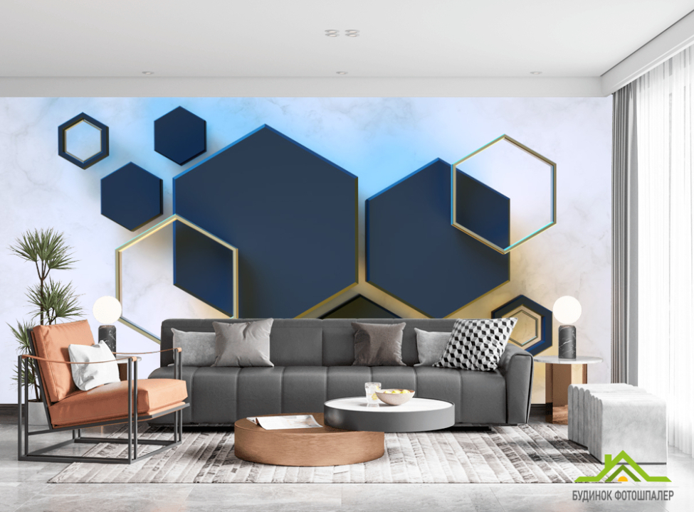 выбрать Фотообои Черные шестиугольники Каталог фотообоев на стену