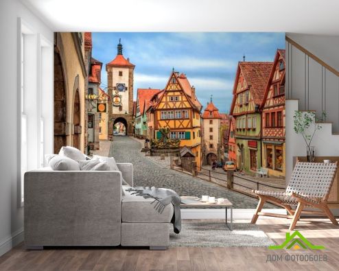 выбрать Фотообои Старый город в Баварии Фотообои Фотообои Старинные улицы: горизонталная, горизонтальная, фото ориентация на стену