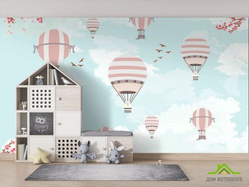 выбрать Фотообои Милые воздушные шары Фотообои Фотообои Little kids: горизонталная, горизонтальная ориентация на стену