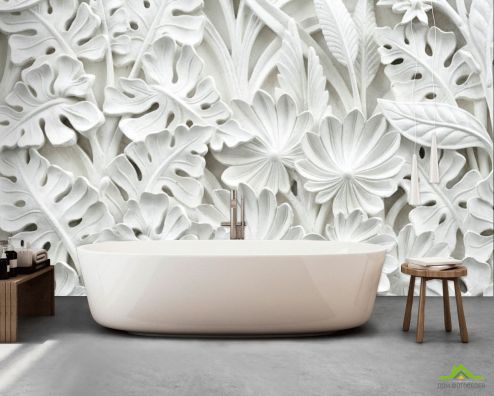 выбрать Фотообои Барельефные листья Фотообои в ванную на стену