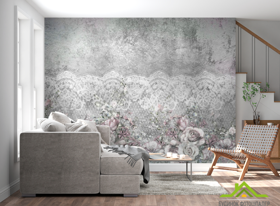выбрать Фотообои Цветы на сером бетоне Каталог фотообоев на стену