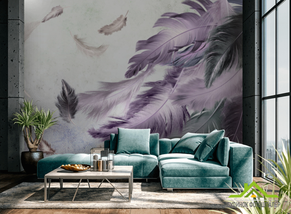 выбрать Фотообои Перья на сером фоне Фотообои перья на стену
