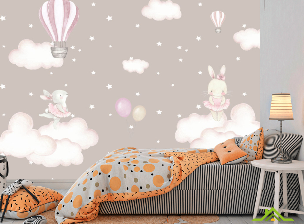 выбрать Фотообои Зайки на тучках Каталог фотообоев на стену