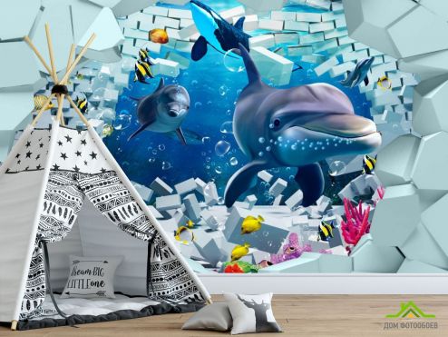 выбрать Фотообои 3д дельфины Фотообои, цвет: «горизонталная, горизонтальная» на стену