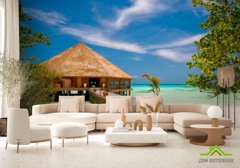 выбрать Фотообои Бунгало на Мальдивах Фотообои Фотообои Море: горизонталная, горизонтальная ориентация на стену